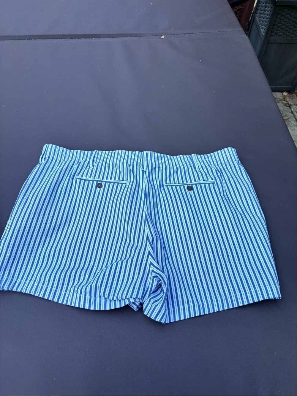 Lands' End 24w‎ plus size Blue and White Striped High Waist Women's Shorts